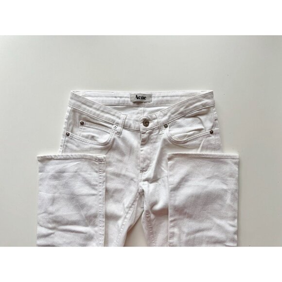 ACNE STUDIOS Hep White Cotton Blend Stretch Low Rise Slim Jeans, Size 29/32 - Picture 10 of 13